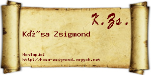 Kósa Zsigmond névjegykártya